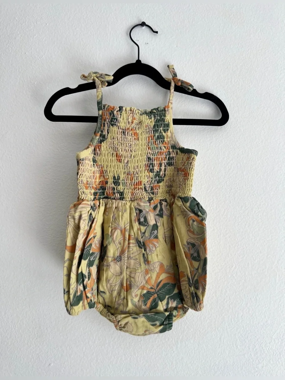 kate quinn Floral Smocked Baby Bubble Romper